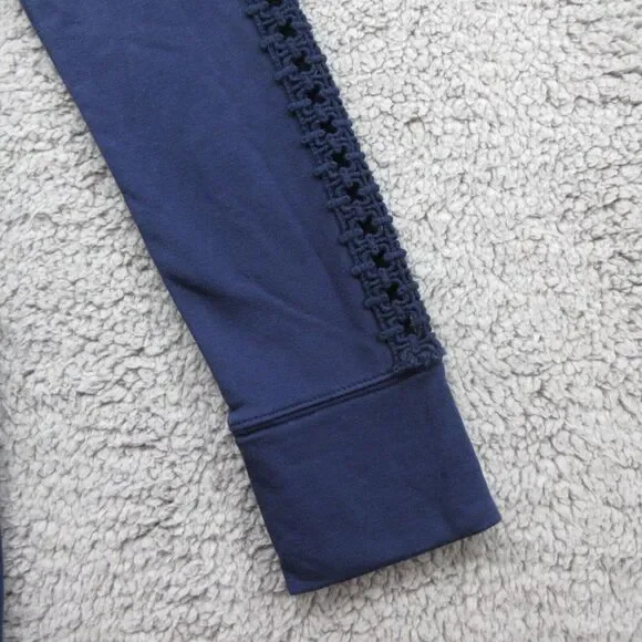 Lilly Pulitzer Skipper Solid Popover Dress XS Navy Crochet Long‎ Sleeve 1/4 Zip - Picture 6 of 13